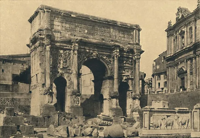 Framed Print : Roma - Roman Forum - Arch of Septimius Severus, 1910 Framed Print : Roma - Roman Forum - Arch of Septimius Severus, 1910