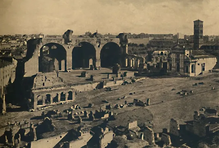 Framed Print : Roma - Roman Forum - Basilica of Maxentius and Church of S. Francesca Romana, 1910 Framed Print : Roma - Roman Forum - Basilica of Maxentius and Church of S. Francesca Romana, 1910