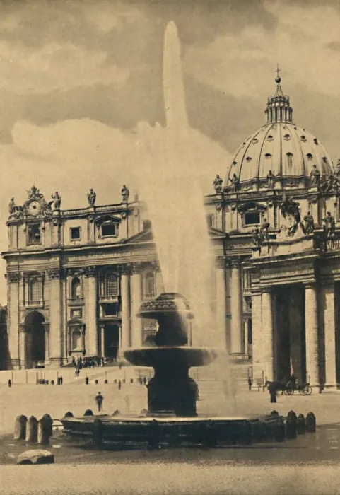 Framed Print : Roma - St. Peters Square. Fountain and facade by Carlo Maderno. Cupola by Michelangelo, 1910 Framed Print : Roma - St. Peters Square. Fountain and facade by Carlo Maderno. Cupola by Michelangelo, 1910
