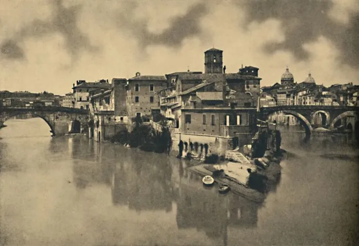Framed Print : Roma - Tiberine Island and the ancient Bridges Caestius and Fabritius, 1910 Framed Print : Roma - Tiberine Island and the ancient Bridges Caestius and Fabritius, 1910