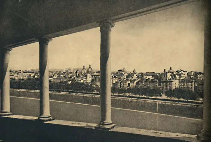 Framed Print : Roma - View of the City from the Logia by Bramante in Castle St. Angelo, 1910 Framed Print : Roma - View of the City from the Logia by Bramante in Castle St. Angelo, 1910