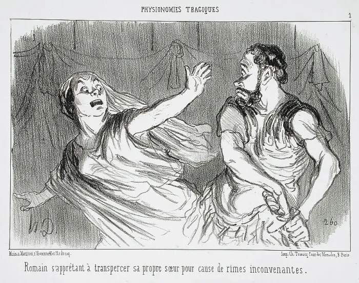 Framed Print : Romain s'apprêtant à transpercer sa propre soeur... 1852. Creator: Honore Daumier Framed Print : Romain s'apprêtant à transpercer sa propre soeur... 1852. Creator: Honore Daumier