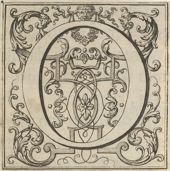 Roman Alphabet letter O with Louis XIV decoration, 18th century. Creator: Bernard Picart