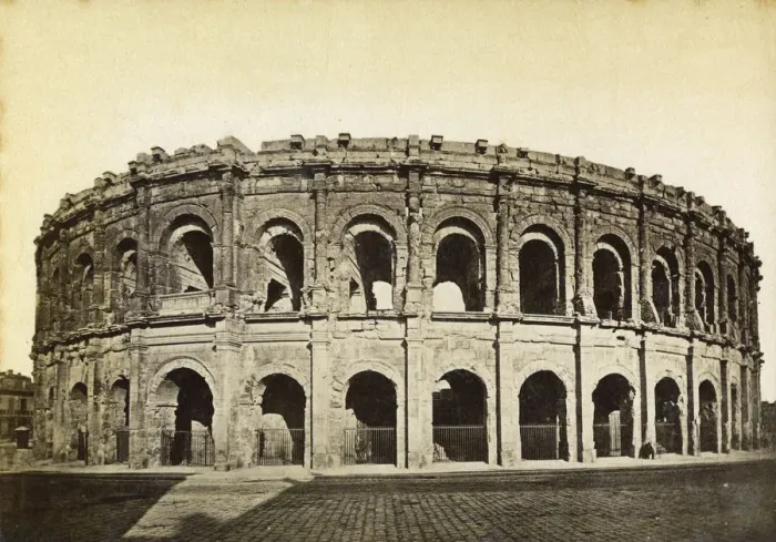 Framed Print : Roman amphitheatre, Nimes, France, late 19th or early 20th century Framed Print : Roman amphitheatre, Nimes, France, late 19th or early 20th century