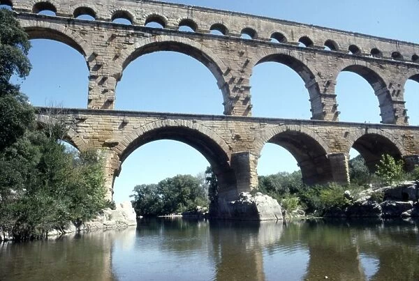 Roman aqueduct in Pont du Gard, France, 1st century. Artist: CM Dixon