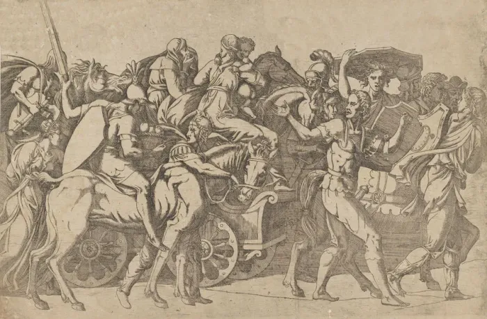 Framed Print : A Roman Army on the March - Troop Convoy, 1540-45. Creator: Antonio Fantuzzi Framed Print : A Roman Army on the March - Troop Convoy, 1540-45. Creator: Antonio Fantuzzi
