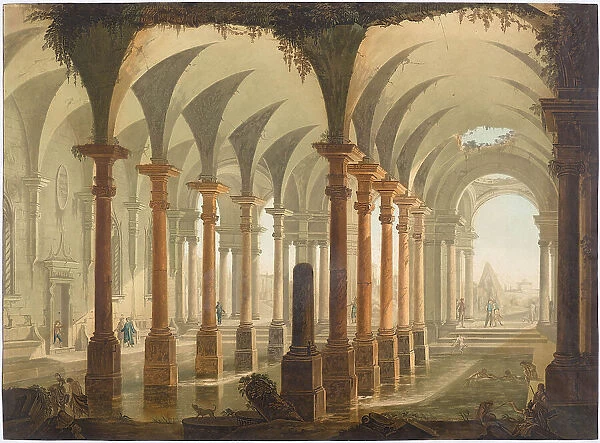 The Roman Baths, ca 1735. Creator: Joli, Antonio (1700-1777)