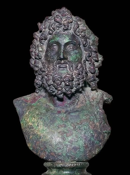 Roman bronze bust of the god Serapis, 4th century