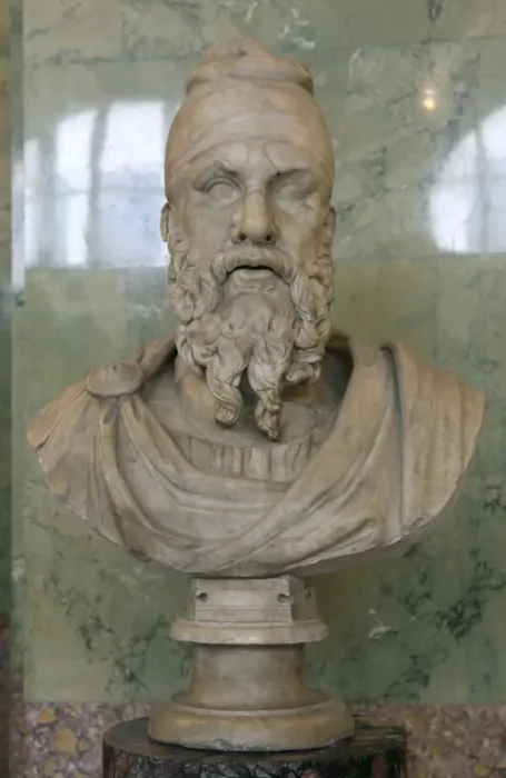 Framed Print : Roman bust of a Dacian tarabostes (nobleman), early 2nd century Framed Print : Roman bust of a Dacian tarabostes (nobleman), early 2nd century