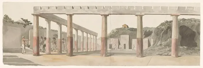 Framed Print : Roman camp within the walls of Agrigentum with the Temple of Asclepius, 1778. Creator: Louis Ducros Framed Print : Roman camp within the walls of Agrigentum with the Temple of Asclepius, 1778. Creator: Louis Ducros