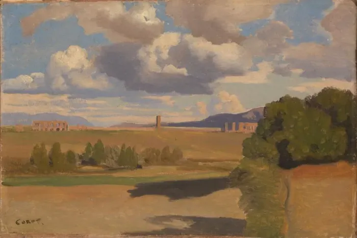 Framed Print : The Roman Campagna, with the Claudian Aqueduct, c. 1826. Artist: Corot, Jean-Baptiste Camille (1796-1875) Framed Print : The Roman Campagna, with the Claudian Aqueduct, c. 1826. Artist: Corot, Jean-Baptiste Camille (1796-1875)