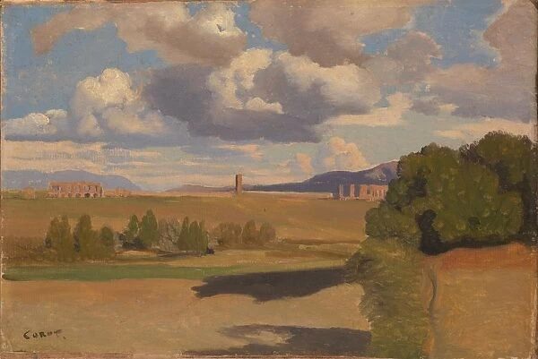 The Roman Campagna, with the Claudian Aqueduct, c. 1826. Artist: Corot, Jean-Baptiste Camille (1796-1875)