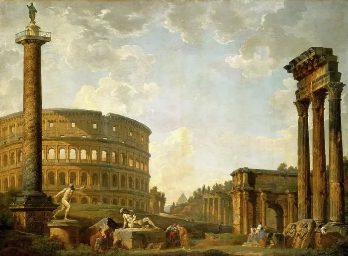 Framed Print : Roman Capriccio: The Colosseum and Other Monuments, 1735. Creator: Giovanni Paolo Panini Framed Print : Roman Capriccio: The Colosseum and Other Monuments, 1735. Creator: Giovanni Paolo Panini