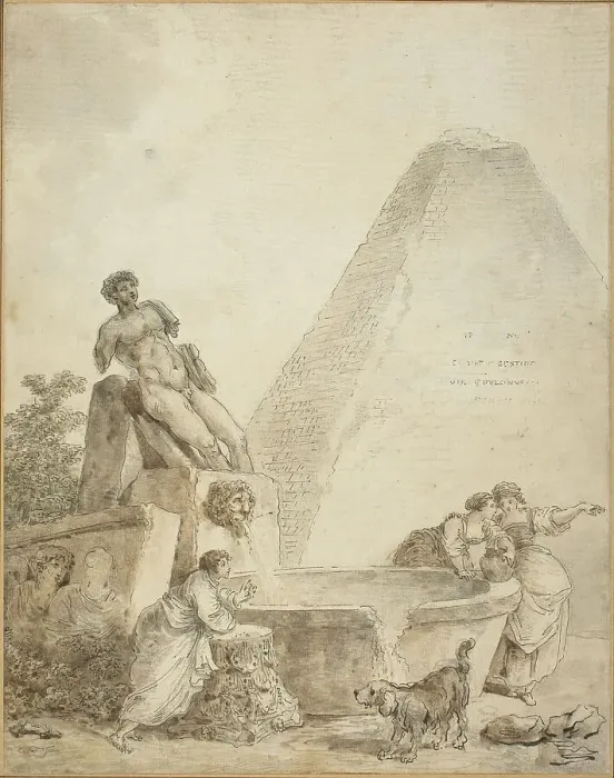 Framed Print : A Roman Capriccio with the Pyramid of Gaius Cestius, 1781 or later. Creator: Hubert Robert Framed Print : A Roman Capriccio with the Pyramid of Gaius Cestius, 1781 or later. Creator: Hubert Robert