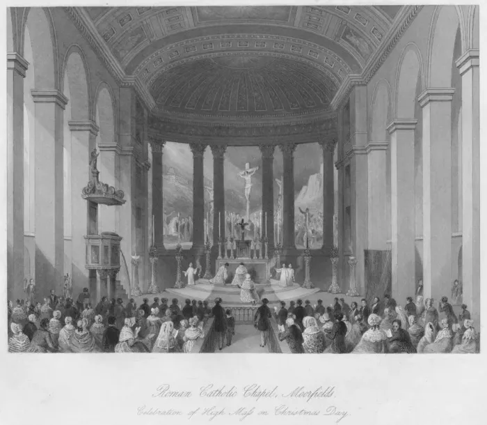 Framed Print : Roman Catholic Chapel, Moorfields. Celebration of High Mass on Christmas Day, c1841. Artist: Henry Melville Framed Print : Roman Catholic Chapel, Moorfields. Celebration of High Mass on Christmas Day, c1841. Artist: Henry Melville