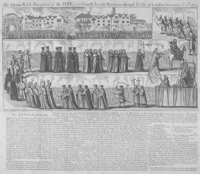 Framed Print : Roman Catholic procession, City of London, 1679 Framed Print : Roman Catholic procession, City of London, 1679