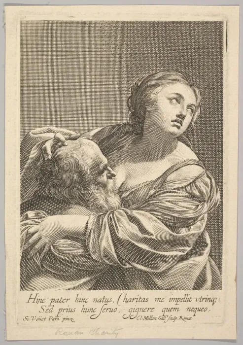 Framed Print : Roman Charity (La Chariteromaine). Creator: Claude Mellan Framed Print : Roman Charity (La Chariteromaine). Creator: Claude Mellan