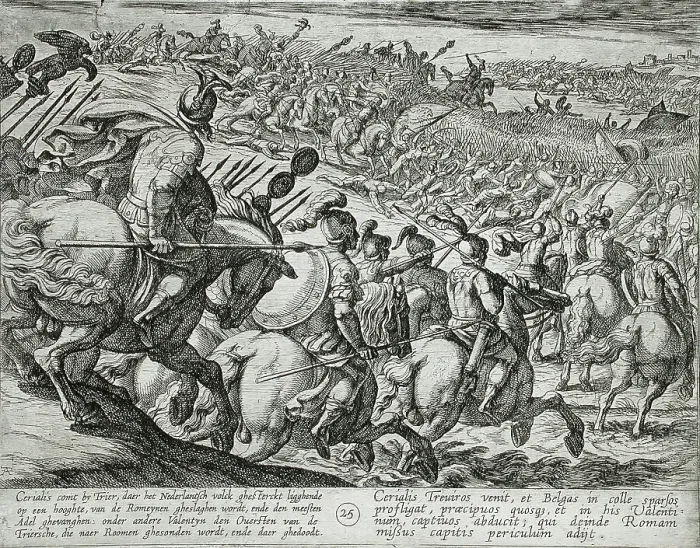 Framed Print : The Roman Commander Cerialis Attacks Near Trier, Publshed 1612. Creator: Antonio Tempesta Framed Print : The Roman Commander Cerialis Attacks Near Trier, Publshed 1612. Creator: Antonio Tempesta