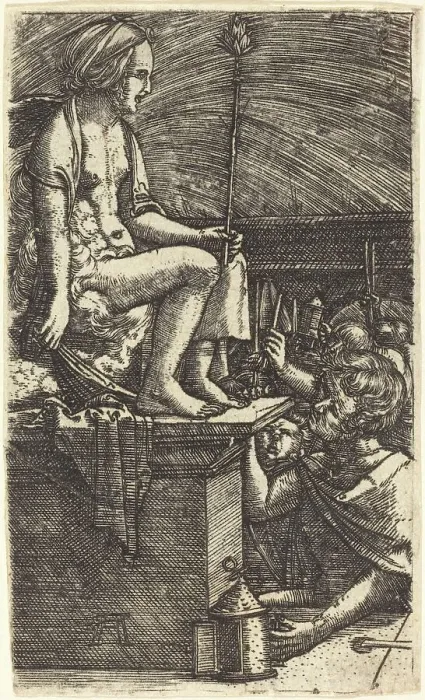 Framed Print : The Roman Courtesan (The Revenge of the Magician Virgil), c. 1520 / 1530. Creator: Albrecht Altdorfer Framed Print : The Roman Courtesan (The Revenge of the Magician Virgil), c. 1520 / 1530. Creator: Albrecht Altdorfer