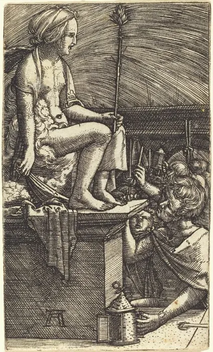Framed Print : The Roman Courtesan (The Revenge of the Magician Virgil), c. 1520 / 1526. Creator: Albrecht Altdorfer Framed Print : The Roman Courtesan (The Revenge of the Magician Virgil), c. 1520 / 1526. Creator: Albrecht Altdorfer