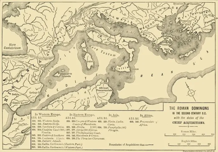 Framed Print : The Roman Dominions in the Second Century B. C. with the dates of the Chief Acquistions, 1890 Framed Print : The Roman Dominions in the Second Century B. C. with the dates of the Chief Acquistions, 1890