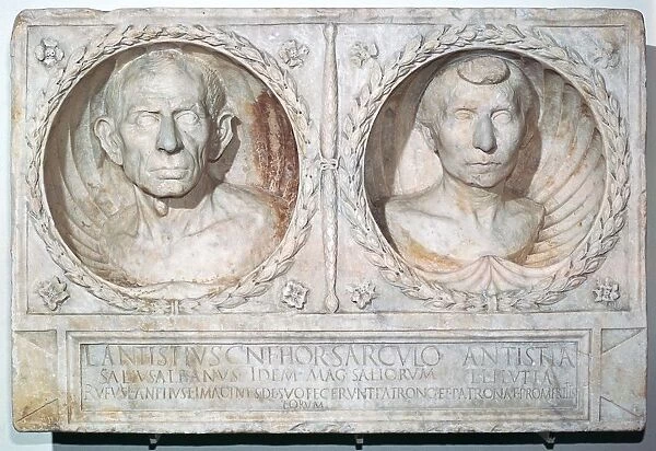 Roman funerary relief of a husband and wife