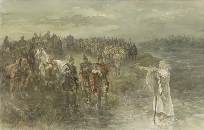 Framed Print : The Roman general Drusus and the Germanic Wichelaar, 1890. Creator: Charles Rochussen