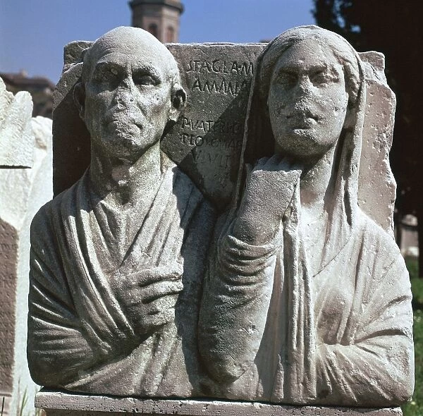 Roman grave-slab with a husband and wife