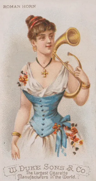 Framed Print : Roman Horn, from the Musical Instruments series (N82) for Duke brand cigarettes, 1888 Framed Print : Roman Horn, from the Musical Instruments series (N82) for Duke brand cigarettes, 1888