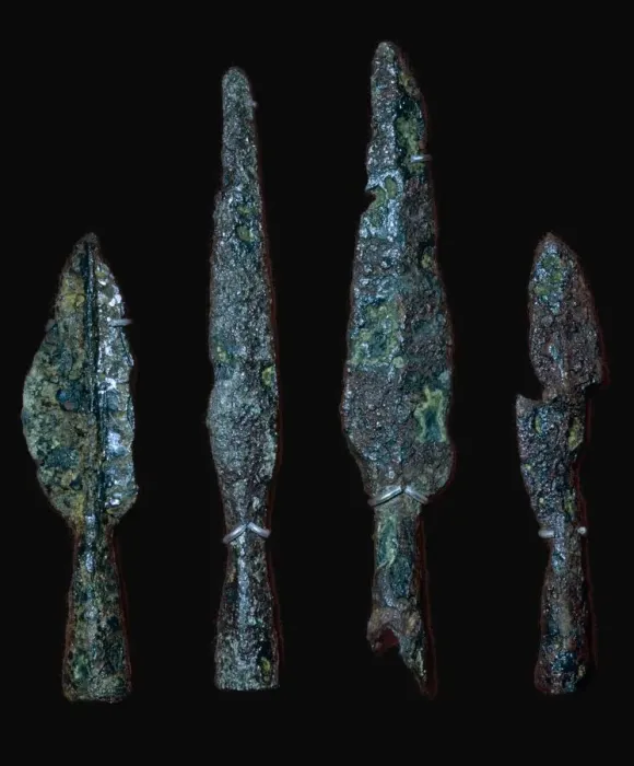Framed Print : Roman iron spearheads from the Roman site at Camerton near Bath, England Framed Print : Roman iron spearheads from the Roman site at Camerton near Bath, England