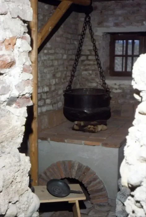 Framed Print : Roman Kitchen with Stove and Cooking Pot, c20th century Framed Print : Roman Kitchen with Stove and Cooking Pot, c20th century