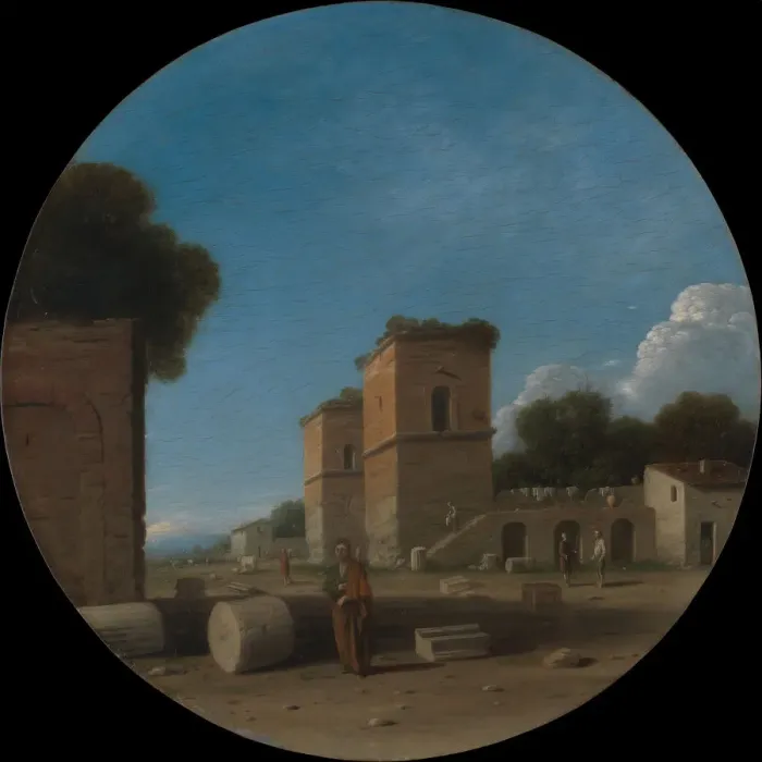 Framed Print : A Roman Landscape with Figures, probably 1630s. Creator: Goffredo Wals Framed Print : A Roman Landscape with Figures, probably 1630s. Creator: Goffredo Wals