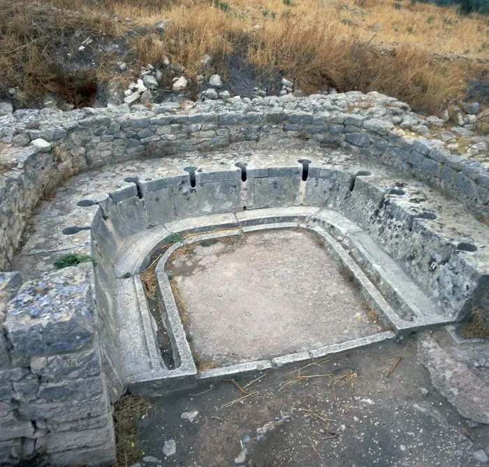 Framed Print : Roman latrine from Tunisia, c. 3rd century BC Framed Print : Roman latrine from Tunisia, c. 3rd century BC