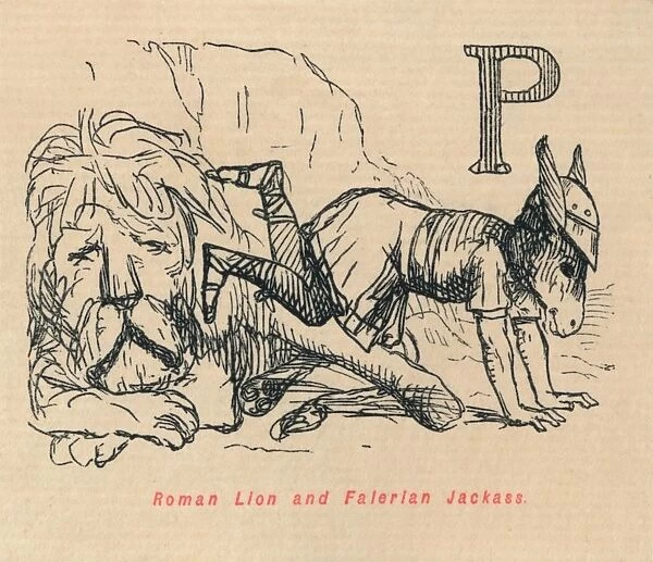 Roman Lion and Falerian Jackass, 1852. Artist: John Leech