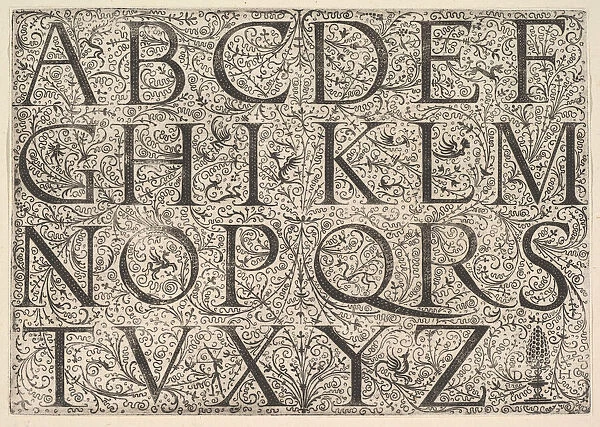 Roman Majuscule Alphabet, ca. 1520. Creator: Daniel Hopfer