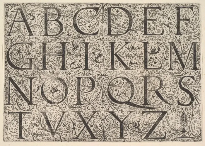 Framed Print : Roman Majuscule Alphabet, ca. 1520. Creator: Daniel Hopfer Framed Print : Roman Majuscule Alphabet, ca. 1520. Creator: Daniel Hopfer