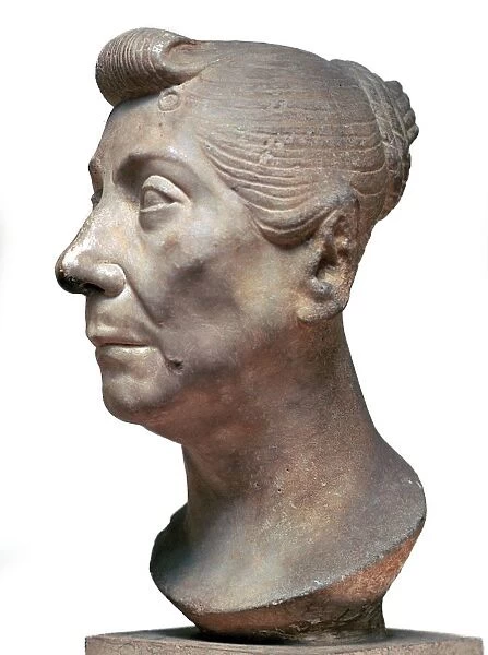 Roman marble head of an elderly lady, 1st century BC