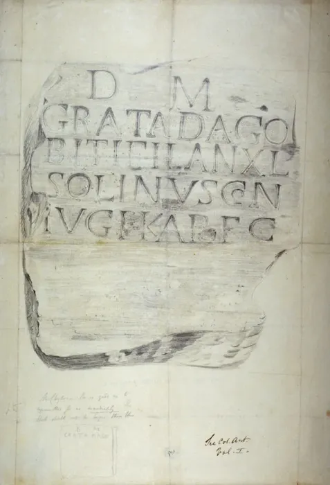 Framed Print : Roman memorial stone erected by Solinus in memory of his wife Grata, 1875 Framed Print : Roman memorial stone erected by Solinus in memory of his wife Grata, 1875