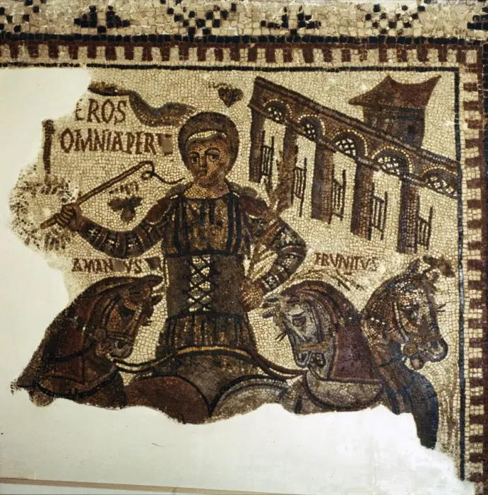 Framed Print : Roman Mosaic, Charioteer (Eros), c2nd-3rd century Framed Print : Roman Mosaic, Charioteer (Eros), c2nd-3rd century