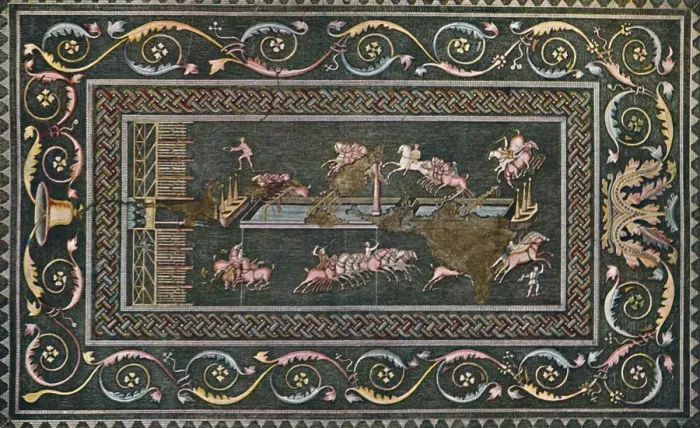 Framed Print : A Roman Mosaic at Lyons, Representing the Circus Games, 1942. Artist: F. Artaud Framed Print : A Roman Mosaic at Lyons, Representing the Circus Games, 1942. Artist: F. Artaud