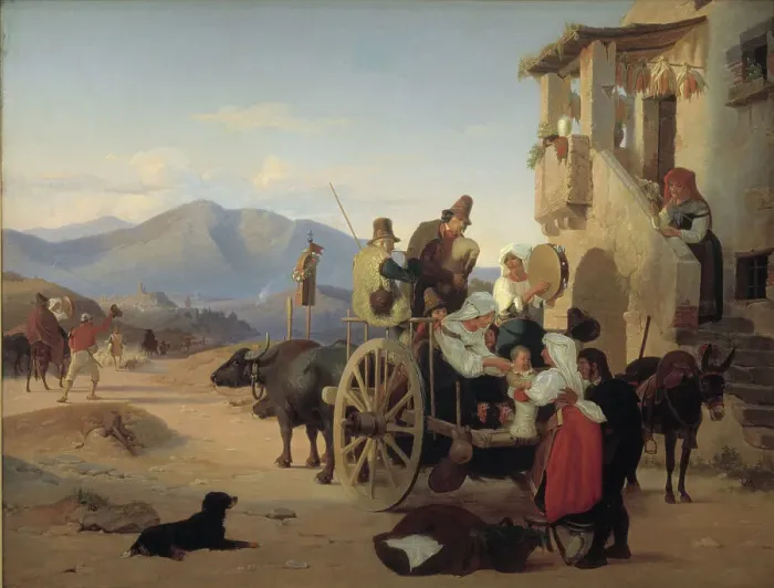 Framed Print : Roman Peasants Going to Market, 1837. Creator: Jorgen Sonne Framed Print : Roman Peasants Going to Market, 1837. Creator: Jorgen Sonne