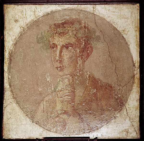 Roman portrait painting of a young man, Pompeii, Italy