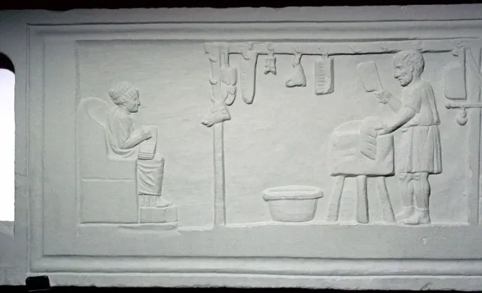 Framed Print : Roman relief of a butchers shop Framed Print : Roman relief of a butchers shop