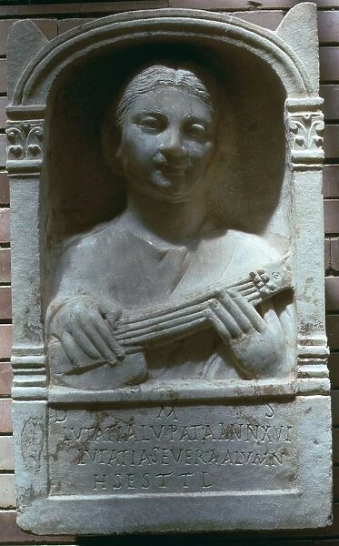 Roman relief of a girl with a lute, 1st century