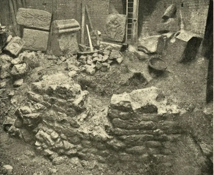 Framed Print : Roman Remains Found In A Bastion of London Wall, 1908 Framed Print : Roman Remains Found In A Bastion of London Wall, 1908