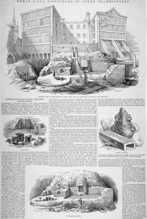 Framed Print : Roman remains on the site of the Coal Exchange, City of London, 1848. Artist: H Rimbault Framed Print : Roman remains on the site of the Coal Exchange, City of London, 1848. Artist: H Rimbault