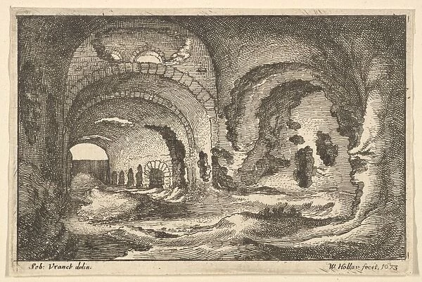 Roman remains at Tivoli, 1673. Creator: Wenceslaus Hollar
