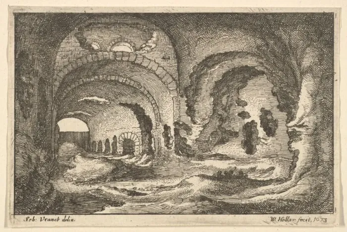 Framed Print : Roman remains at Tivoli, 1673. Creator: Wenceslaus Hollar Framed Print : Roman remains at Tivoli, 1673. Creator: Wenceslaus Hollar