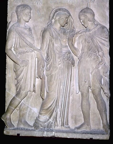 Roman replica of a Greek relief of Orpheus and Eurydice