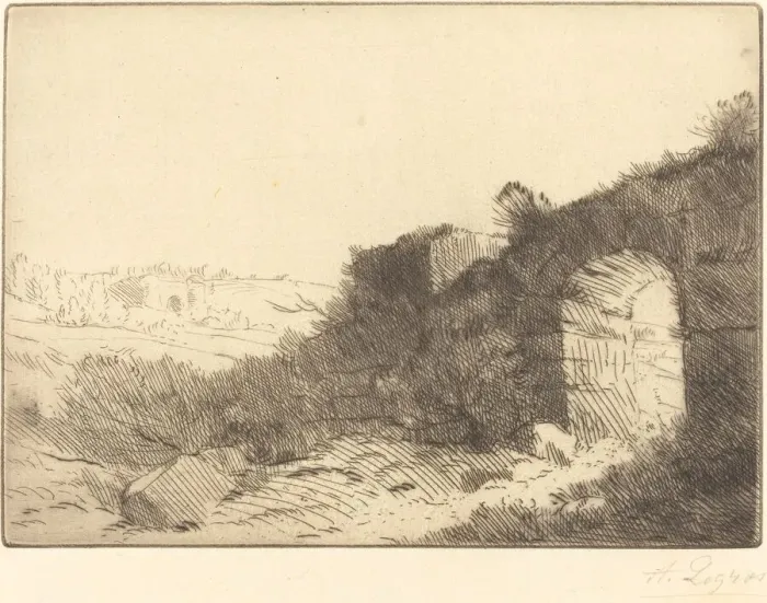 Framed Print : Roman Ruin (Ruine romaine). Creator: Alphonse Legros Framed Print : Roman Ruin (Ruine romaine). Creator: Alphonse Legros